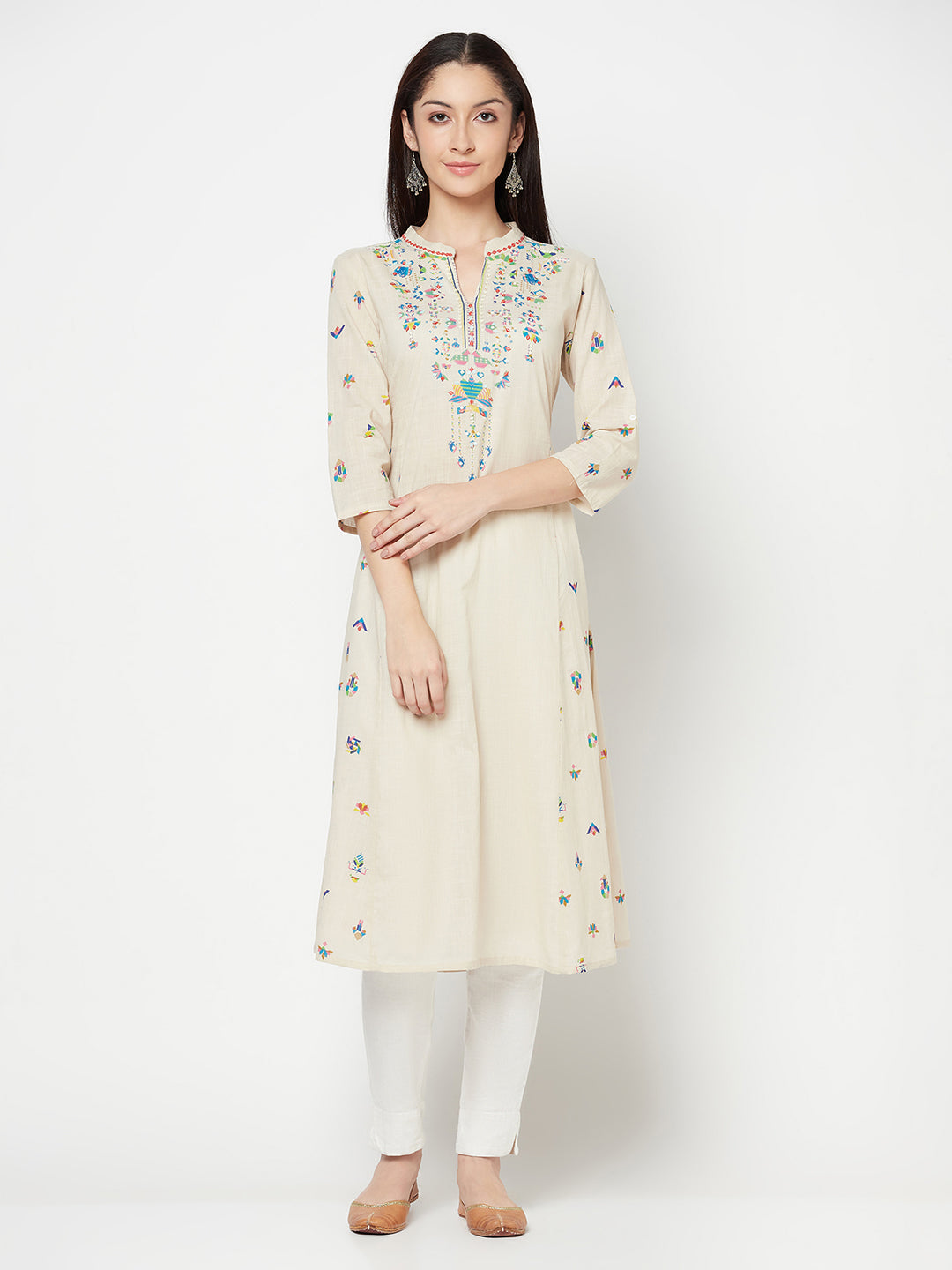 Range in Budget Off White Kurti with Sequins work LKV002361